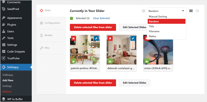 Soliloquy's plugin interface Soliloquy's plugin interface
