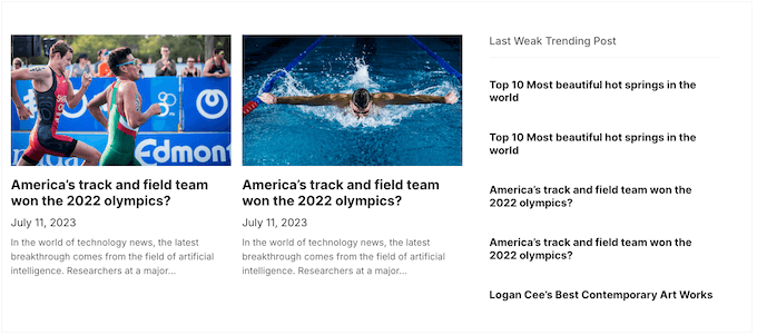 SeedProdを使用して作成されたトレンドニュースセクション SeedProdを使用して作成されたトレンドニュースセクション