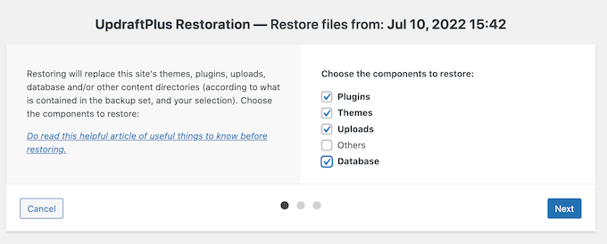 Restoring a WordPress backup Restoring a WordPress backup