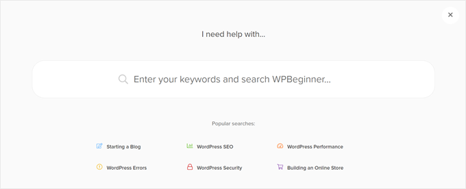 WPBeginner's search bar WPBeginner's search bar