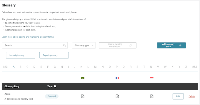How to add a translation glossary to your WordPress website using WPML