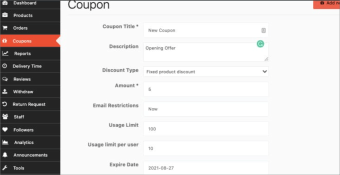 Dokan coupon Dokan coupon