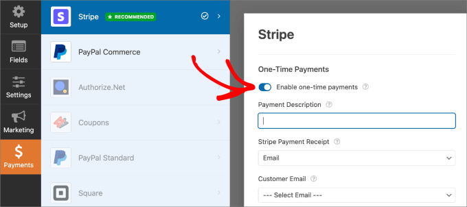 Enable one time payments WPForms Enable one time payments WPForms