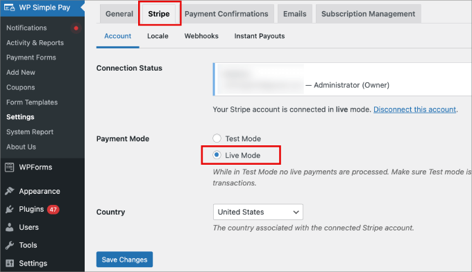 Stripe payment live mode Stripe payment live mode