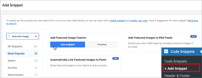 adicionar coluna de imagem em destaque