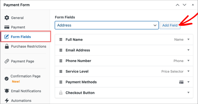 add field in wp simple pay add field in wp simple pay