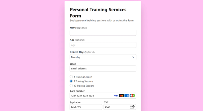 Preview of the custom training services form page Preview of the custom training services form page