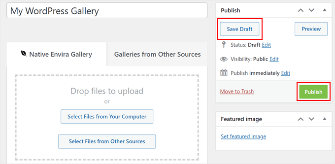 Saving a gallery in Envira Gallery Saving a gallery in Envira Gallery
