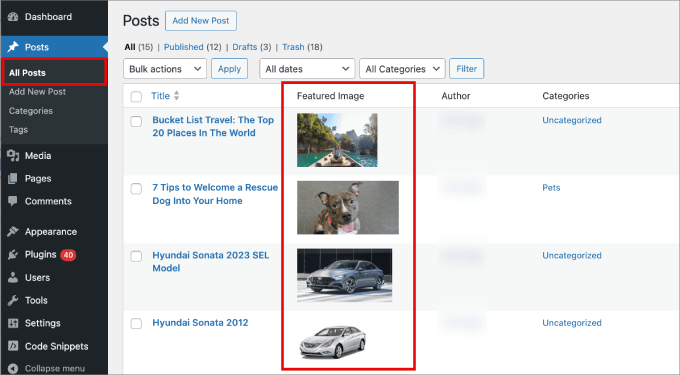 imagem em destaque no admin do wordpress