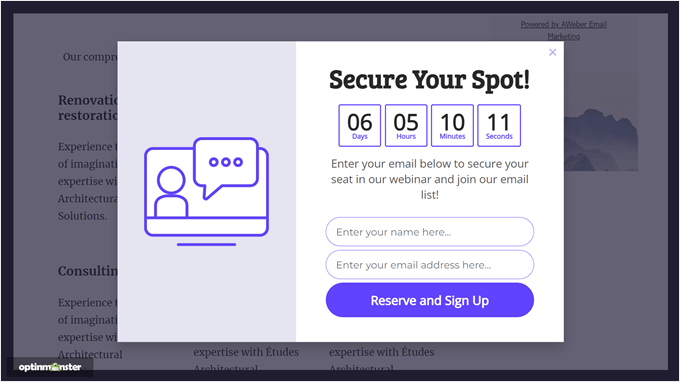 Exemplo de popup do OptinMonster
