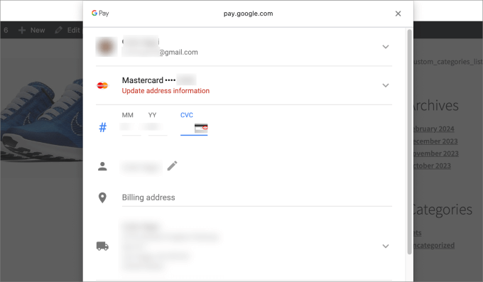 payment details one click checkout preview payment details one click checkout preview