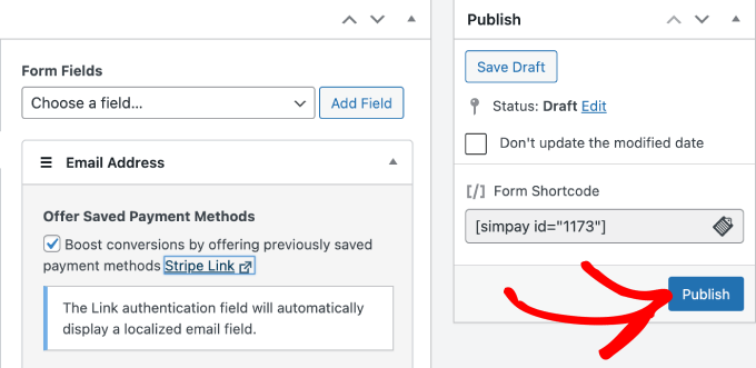 publish one click checkout form in WP Simple Pay publish one click checkout form in WP Simple Pay