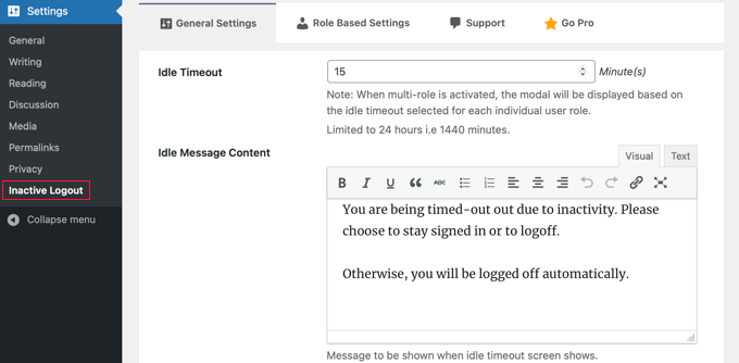 Logout idle users Logout idle users