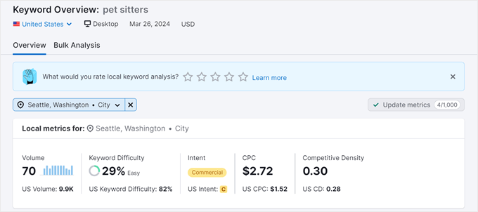 Usando o Semrush para encontrar palavras-chave de pesquisa local alvo Usando o Semrush para encontrar palavras-chave de pesquisa local alvo