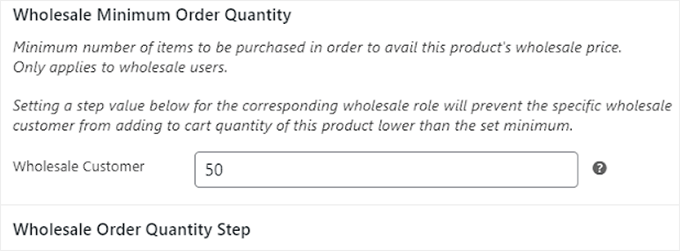 Set minimum order quantity