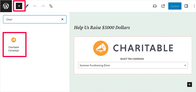 Blocco campagna Charitable