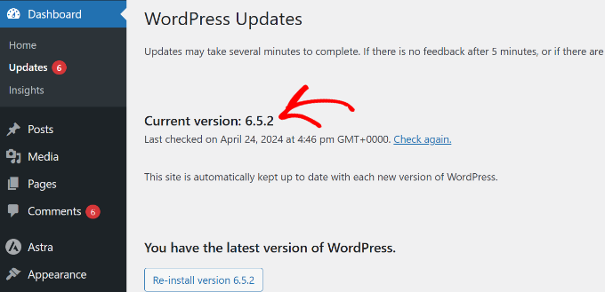 Check wordpress version Check wordpress version