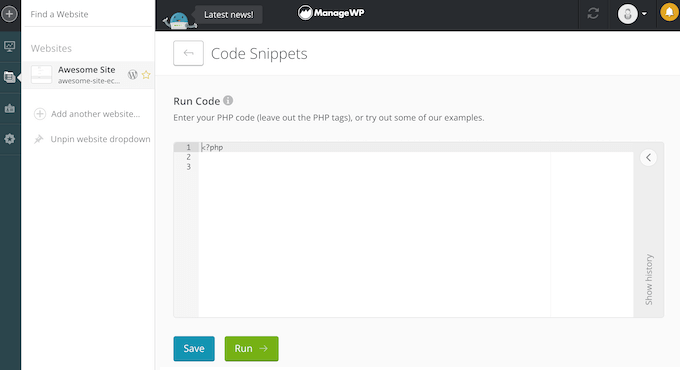 Aggiunta di snippet di codice personalizzati a un sito web o blog