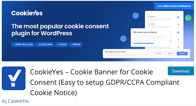 Ücretsiz CookieYes WordPress eklentisi