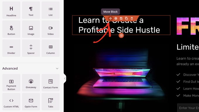 Using SeedProd to Drag and Drop a Block Using SeedProd to Drag and Drop a Block