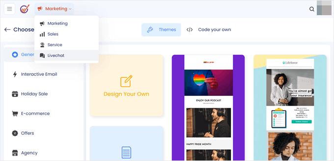 EngageBayのインターフェース