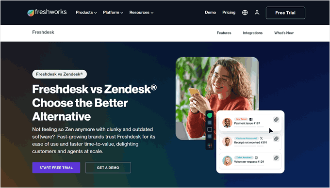 Freshdesk als Zendesk-Alternative-Landingpage