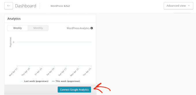 Collegamento di ManageWP alla tua dashboard di Google Analytics