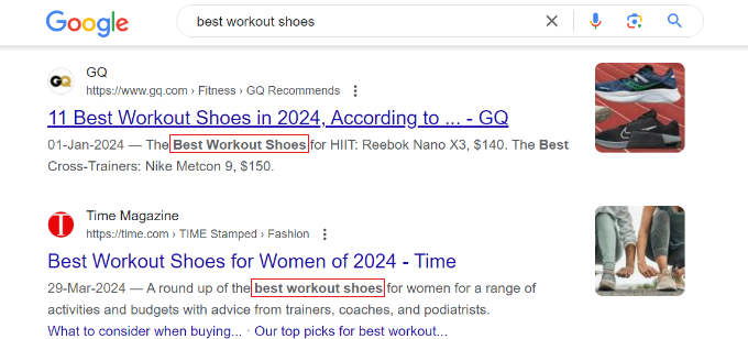 Highlighted keywords in descriptions Highlighted keywords in descriptions