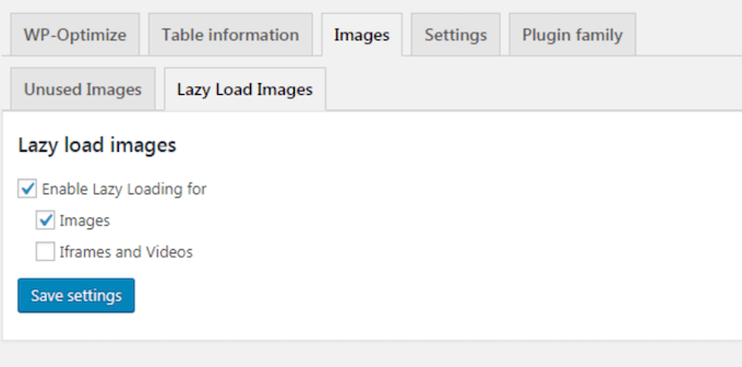 WP-Optimize's lazy loading feature WP-Optimize's lazy loading feature