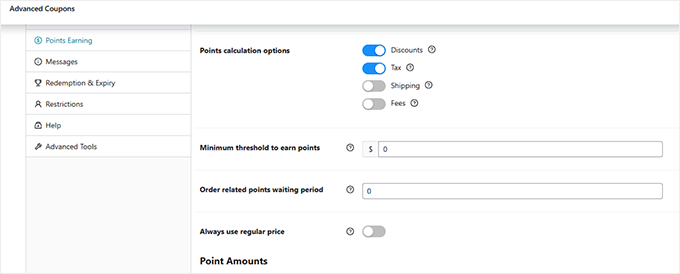 Loyalty Program settings
