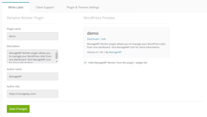 Come effettuare il white label del plugin ManageWP con il tuo marchio