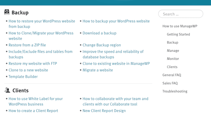 Un esempio di documentazione online