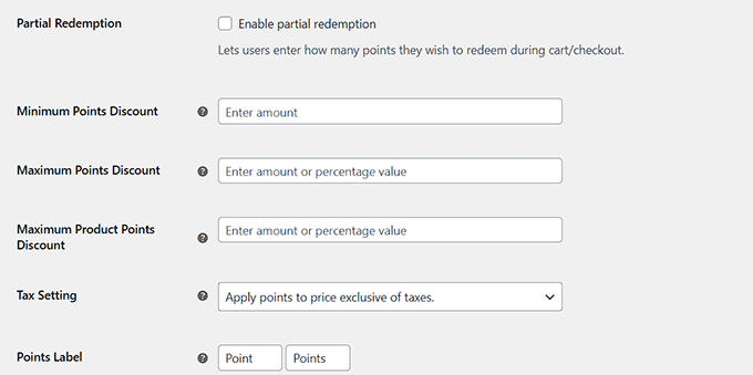 Points redemption with discounts