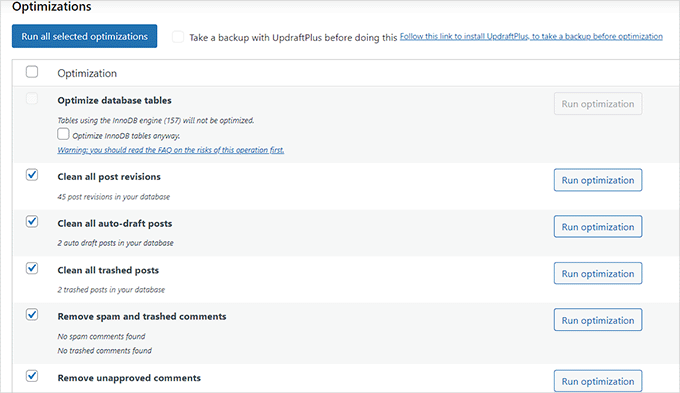 Remove unecessary database functionality Remove unecessary database functionality