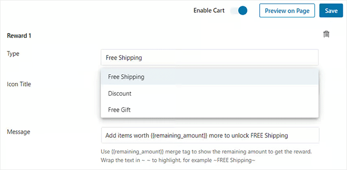 Reward types in FunnelKit