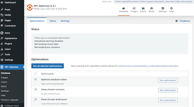 The WP-Optimize WordPress caching and optimization plugin The WP-Optimize WordPress caching and optimization plugin