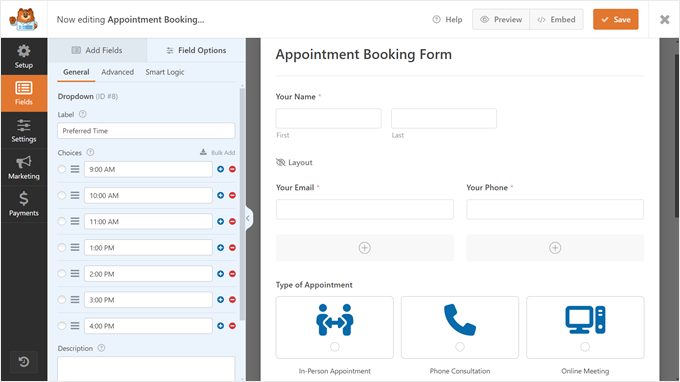 WPForms appointment booking form template WPForms appointment booking form template