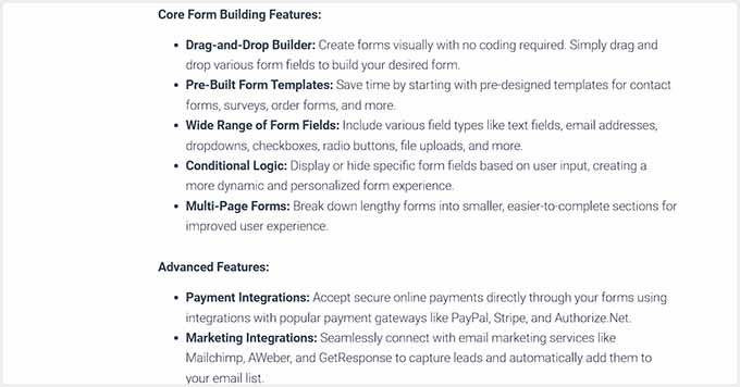 Add a list of product features Add a list of product features