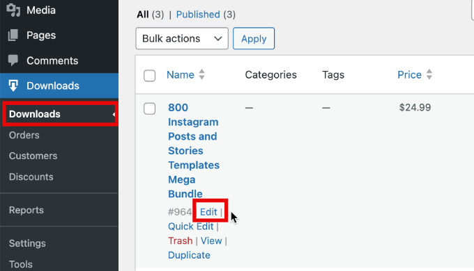 digitalen Download bearbeiten