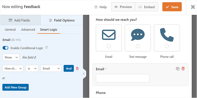 Using conditional logic for form fields Using conditional logic for form fields