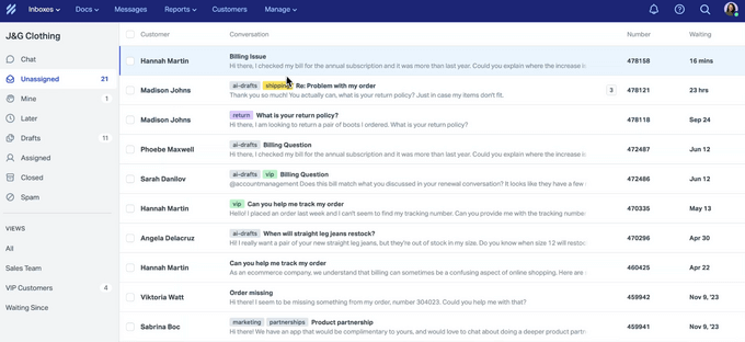 Example of Help Scout shared inboxes Example of Help Scout shared inboxes