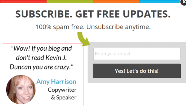 Example of Adding a Celebrity Testimonial to a Popup Example of Adding a Celebrity Testimonial to a Popup