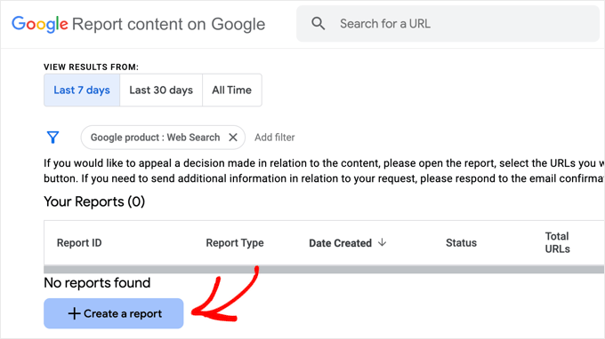 Skapa en DMCA-rapport