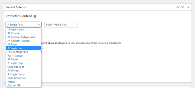 Protected content conditions Protected content conditions