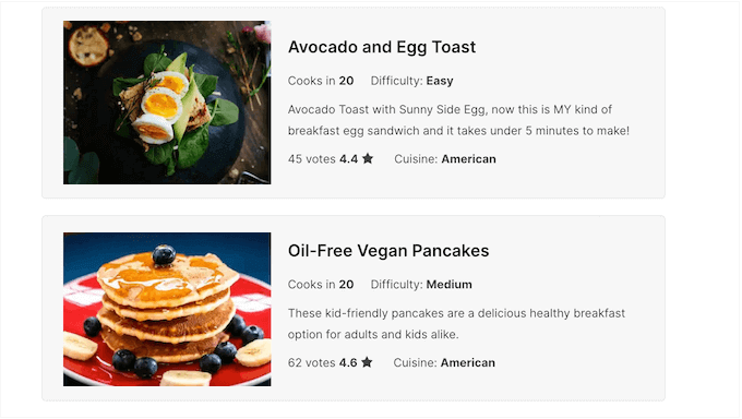Visa en lista med recept på din WordPress-webbplats eller online-marknadsplats