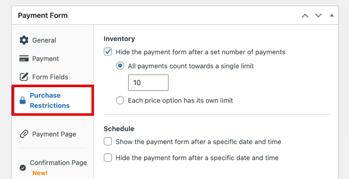 Kauf-Limit einschränken