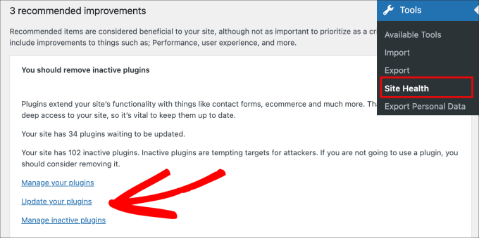 gerenciar plugins inativos