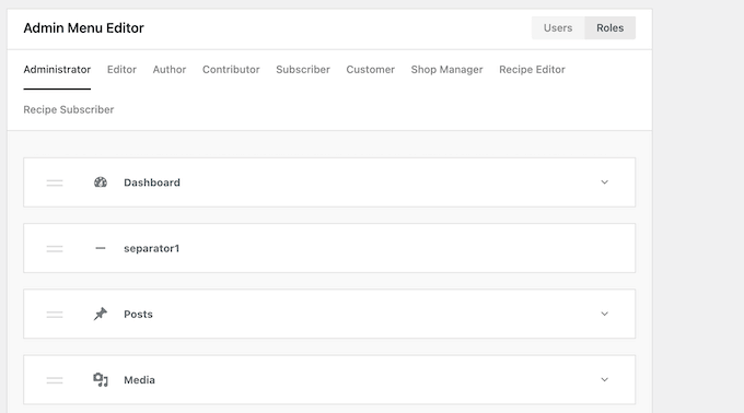 Modifica del menu di amministrazione di WordPress