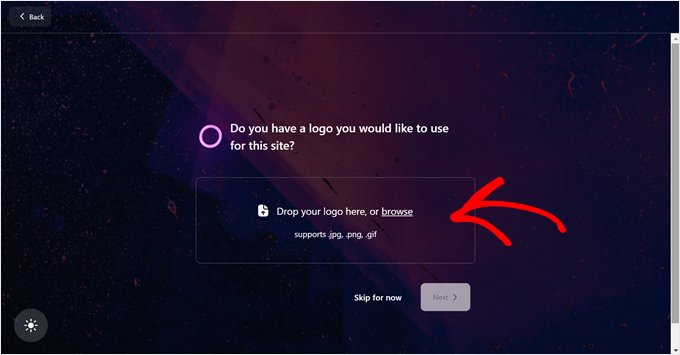 Subiendo un logo personalizado al Creador de Sitios IA de Bluehost Subiendo un logo personalizado al Creador de Sitios IA de Bluehost