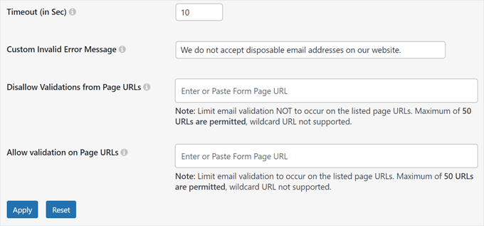 The last few email validation plugin settings in the Clearout plugin The last few email validation plugin settings in the Clearout plugin